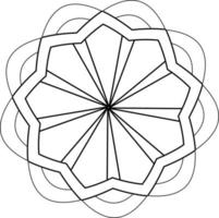Simple geometric flower illustration with black outlines, you can use it for coloring books, logo, background, etc. Simple flower Mandala art vector