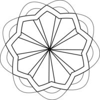 Simple geometric flower illustration with black outlines, you can use it for coloring books, logo, background, etc. Simple flower Mandala art vector