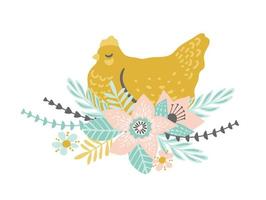 Easter chicken. Vector isolated illustration for card, poster, flyer and other use. Design element.