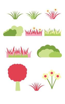 Grass and flower icon illustration, botanical and organic theme for your nature decoration