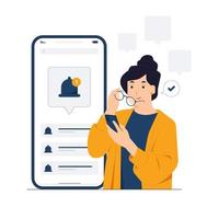 Ilustración de concepto de teléfono de notificación push de recordatorio vector