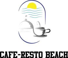 café resto playa logo vector archivo