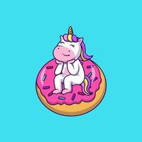 Cute Unicorn With Doughnut Cartoon Vector Icons Illustration. Flat Cartoon Concept. Suitable for any creative project.