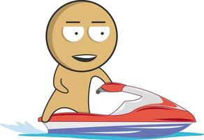 The boy rides on the waves on a jet ski vector