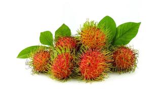 Fresco rambután Fruta con hoja foto