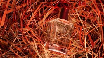 Perfume on dry grass Transparent bottle with perfume video