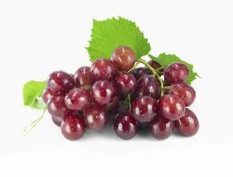 bunch of red grape with leaves photo