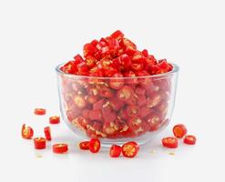 red slice chili in glass bowl photo