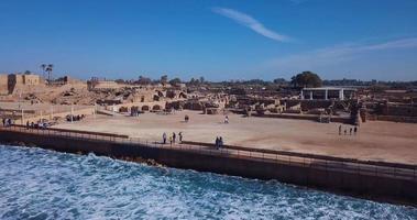 Caesarea National Park in Israel, Aerial view video