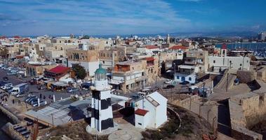 aérien vue de le historique partie de le ville Akko, Israël video