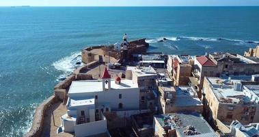 aérien vue de le historique partie de le ville Akko, Israël video