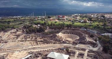 Haut vue de le ancien scythopolis dans beit shean, Israël video