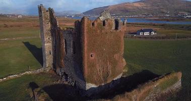 Aerial view of the Ruins of Ballycarbery Castle video