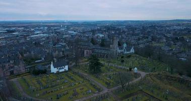 Holy Rude Church in Stirling, Scotland, Aerial view video