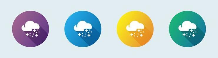 Snowy solid icon in flat design style. Weather signs vector illustration.