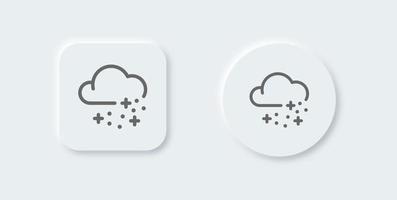 Snowy line icon in neomorphic design style. Weather signs vector illustration.