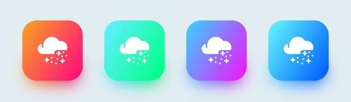 Snowy solid icon in square gradient colors. Weather signs vector illustration.