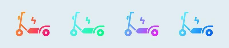 eléctrico scooter sólido icono en degradado colores. transporte señales vector ilustración.