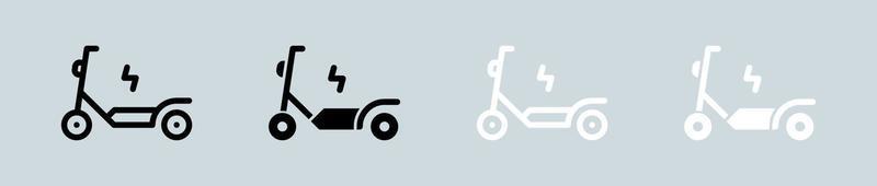 Electric scooter icon set in black and white. Transport signs vector illustration.