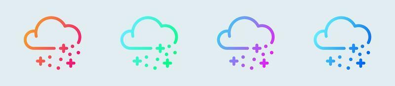 Snowy line icon in gradient colors. Weather signs vector illustration.