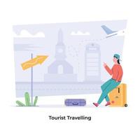 Trendy Tourist Travelling vector