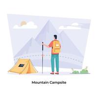 Trendy Mountain Campsite vector