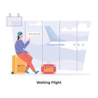 Trendy Waiting Flight vector