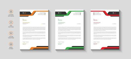 Business letterhead, Letterhead template with various colors, Letterhead template in flat style vector