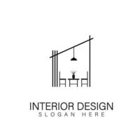 habitación interior, diseño del logotipo de la galería de muebles vector