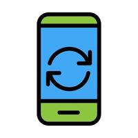 Sync smartphone icon line isolated on white background. Black flat thin icon on modern outline style. Linear symbol and editable stroke. Simple and pixel perfect stroke vector illustration.