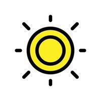 Sun icon line isolated on white background. Black flat thin icon on modern outline style. Linear symbol and editable stroke. Simple and pixel perfect stroke vector illustration
