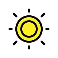 Sun icon line isolated on white background. Black flat thin icon on modern outline style. Linear symbol and editable stroke. Simple and pixel perfect stroke vector illustration