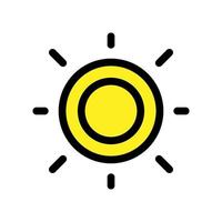 línea de icono de sol aislada sobre fondo blanco. icono negro plano y delgado en el estilo de contorno moderno. símbolo lineal y trazo editable. ilustración de vector de trazo simple y perfecto de píxeles