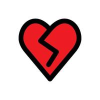 Broken heart icon line isolated on white background. Black flat thin icon on modern outline style. Linear symbol and editable stroke. Simple and pixel perfect stroke vector illustration.