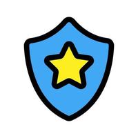 Shield with star icon line isolated on white background. Black flat thin icon on modern outline style. Linear symbol and editable stroke. Simple and pixel perfect stroke vector illustration