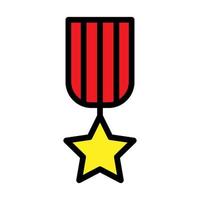 medalla con línea de icono de estrella aislada sobre fondo blanco. icono negro plano y delgado en el estilo de contorno moderno. símbolo lineal y trazo editable. ilustración de vector de trazo simple y perfecto de píxeles