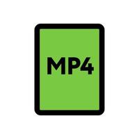 MP4 file icon line isolated on white background. Black flat thin icon on modern outline style. Linear symbol and editable stroke. Simple and pixel perfect stroke vector illustration.