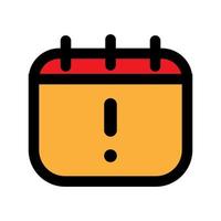 Calendar warning icon line isolated on white background. Black flat thin icon on modern outline style. Linear symbol and editable stroke. Simple and pixel perfect stroke vector illustration