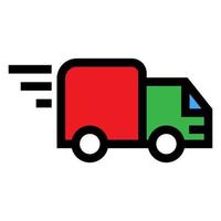 Delivery by transport icon line isolated on white background. Black flat thin icon on modern outline style. Linear symbol and editable stroke. Simple and pixel perfect stroke vector illustration