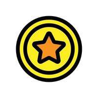 Game coin icon line isolated on white background. Black flat thin icon on modern outline style. Linear symbol and editable stroke. Simple and pixel perfect stroke vector illustration