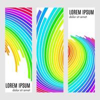 Set of abstract vertical header banners with curved lines and place for text. Colorful backgrounds for web design. Vector illustration