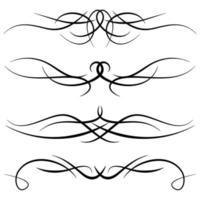 Set of vintage decorative curls, swirls, monograms and calligraphic borders. Line drawing design elements in black color on white background. Vector illustration.