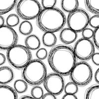 Seamless pattern with black sketch hand drawn pencil scribble ellipse shape on white background. Abstract grunge texture. Vector illustration
