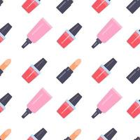Seamless pattern with makeup items in flat style. Vector illustration.