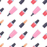 Seamless pattern with makeup items in flat style. Vector illustration.