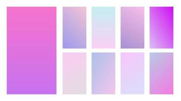 Set of nine colorful gradient backgrounds. Collection of gradients for smartphones screen and mobile apps. Vector illustration.