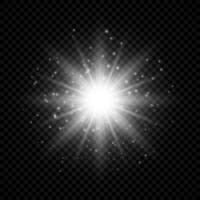 Light effect of lens flares. White glowing lights starburst effects with sparkles on a transparent background. Vector illustration