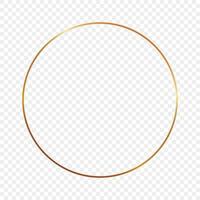 Gold glowing circle frame isolated on transparent background. Shiny frame with glowing effects. Vector illustration.