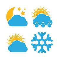 Set of four Weather Icons. Multicolored icons for different weather conditions. Vector illustration.