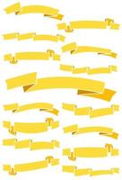 Set of fifteen yellow cartoon ribbons and banners for web design. Great design element isolated on white background. Vector illustration.